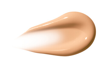 Smear of foundation cream on an empty background. Makeup product, smooth texture.