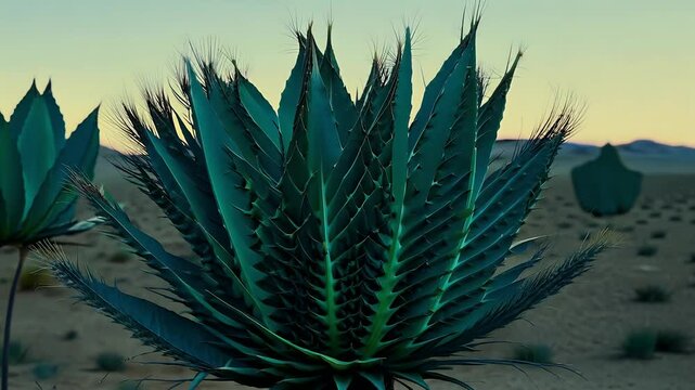 striking agave plant known angustifolia depicted dark bluegreen tones natural abstract pattern creates visually captivating background emphasizing plant's sharp thorns tropical beauty
