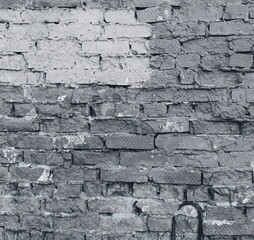 Obraz premium Brick Wall Textured Close-Up Gray Weathered Aged Industrial Urban Structure