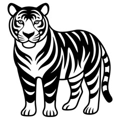 Obraz premium Bengal Tiger icon vector silhouette on white background