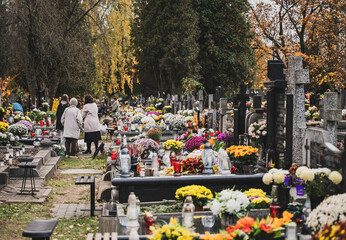 Graves in Autumn Atmosphere During All Saints' Day in Poland