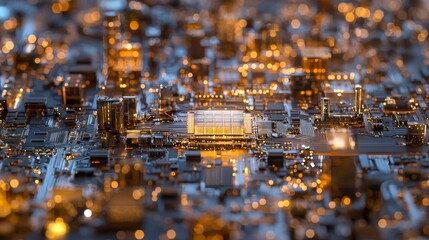 Quantum Computing Chips and Circuitry. Computer Circuit Board. Motherboard Close-Up.