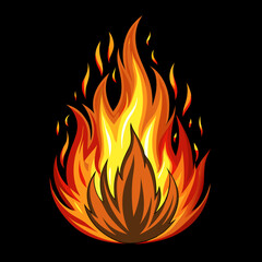 Fire vector illustration an black background