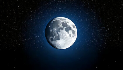 Fototapeta premium dark full moon shines brightly space nighttime sky