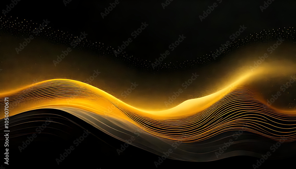 Poster dark noise background abstract golden wave grayscale gradient large banner style artwork
