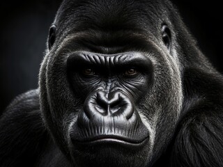 Obraz premium portrait of gorrila in dark colors, portrait of a rugged ape.