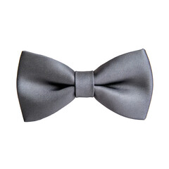 Light gray bowtie in silk fabric with a slight shimmer elegant and understated on transparent background 