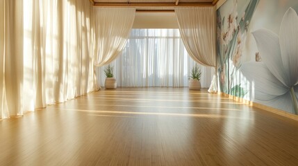 Obraz premium A chic yoga studio with bamboo floors