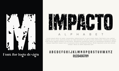 Impacto vector alphabet font for logo design