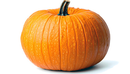 Obraz premium Vibrant Orange Pumpkin With Textured Surface on White Background