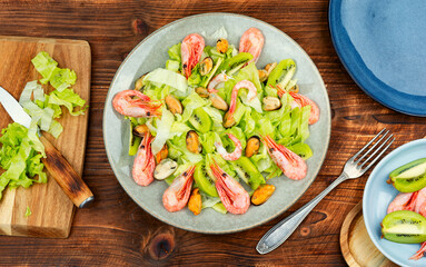 Salad from seafood, healthy and diet food.