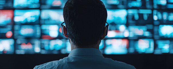 HR specialist viewing holographic web of employee profiles, interactive technology