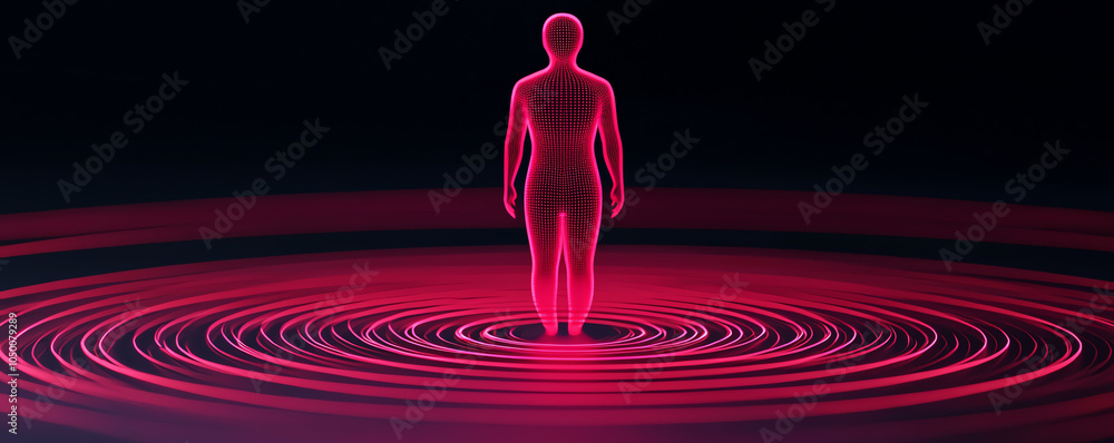 Poster digital hologram of workforce analytics in hr setting, floating nodes and lines, futuristic