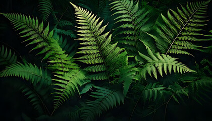 moody dark green ferns create natural earthy atmosphere lush foliage subtle textures