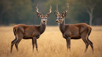 Two deer in a clearing showcasing companionship and connection in nature