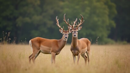 Two deer in a clearing showcasing companionship and connection in nature
