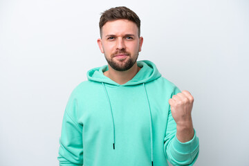 Obraz premium Young caucasian man isolated on white background with unhappy expression