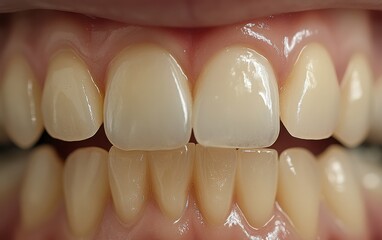 A side-by-side comparison of teeth before and after whitening and veneer application, capturing improvements in enamel and oral health. 