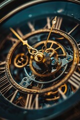 Fototapeta premium Macro Photography of Vintage Clock's Gear System