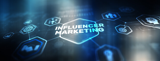 Influencer marketing concept. Promotion of goods or services through influencers