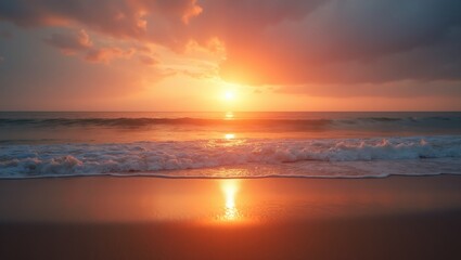 Tranquil beach at sunrise symbolizing hope and new beginnings