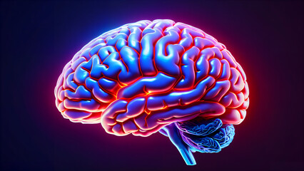 Scientific Visualization: 3D Image of Human Brain Anatomy with Convolutions, Blood Vessels and Anatomical Elements for Educational Purposes in Medicine, Neurobiology and Psychology