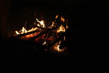 fire in the fireplace