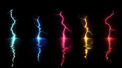 Multi-colored lightning  bolt, wallpaper, a terrifying electrical charge that is hidden in beauty.