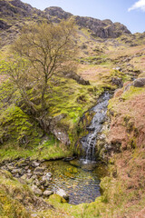 Waterfall in Far Easedale Gill, Grasmere, Lake District, UK