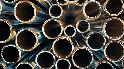 Abstract Arrangement of Stainless Steel Pipes