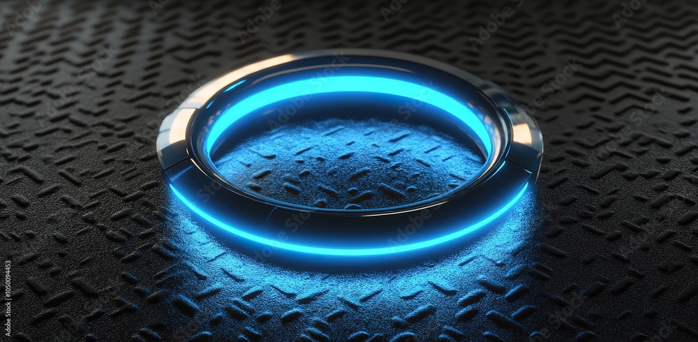 Aufkleber a futuristic blue design concept with a grid line circuit and dots connecting waveforms, illustrated