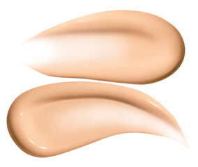 Composition of foundation cream smears on an empty background. Makeup product, beauty textures.