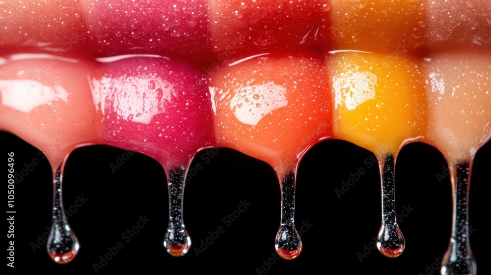 Poster dynamic and vibrant drips of colorful paint captured in a visually striking image, highlighting the 