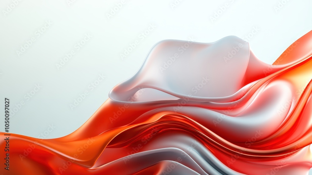 Poster this image features undulating waves of vibrant red and soft white swirled together, creating an abs