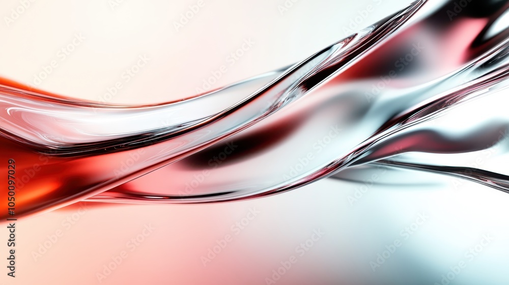 Poster a dynamic and elegant image showcasing a fluid-like blend of red and silver hues, creating an abstra