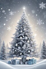 Obraz premium Christmas Background in Silver and White Shades Featuring Snowflakes