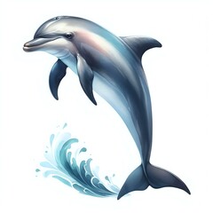 Obraz premium Energetic Dolphin Leaping Through Watercolor Waves 