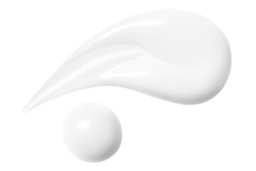 Composition of white cream smears on an empty background. Skincare product, beauty textures.