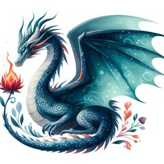 Intricate and Vibrant Dragon Illustration
