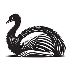 Fototapeta premium Greater rhea Flightless bird Silhouette Design - Greater rhea bird Vector illustration in black and white
