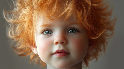 Fototapeta premium Cute baby with fluffy hair. Pretty boy.