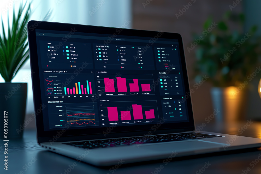 Poster floating dashboard displaying employee connections and performance, hightech hr network