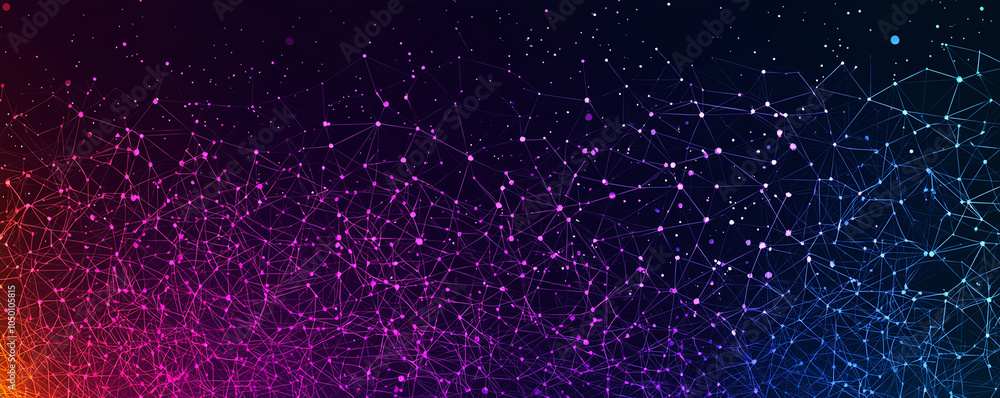 Poster abstract visualization of hr network management, connected icons and data points, modern colors