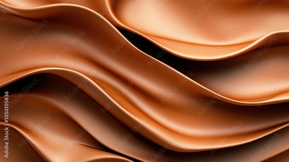 Poster an abstract image showcasing smooth, flowing bronze waves with intricate texture, creating a captiva
