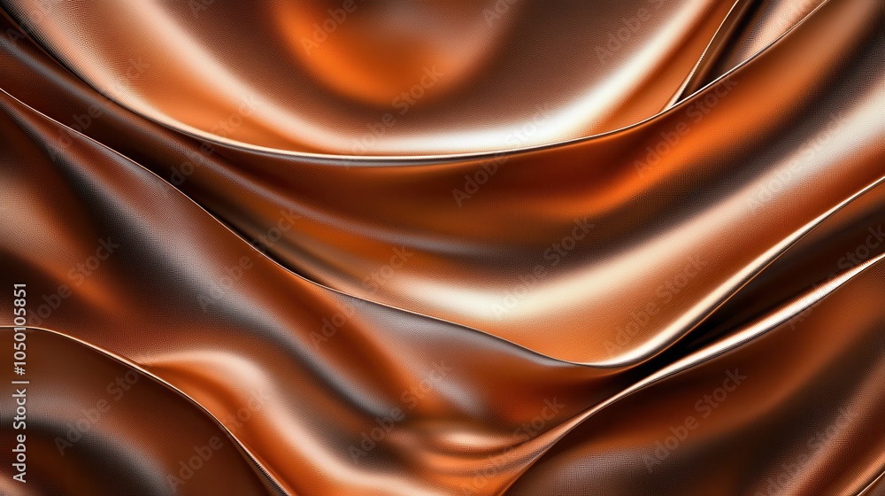 Poster an abstract design with sleek metallic drapery and dynamic light reflections, evoking movement and f