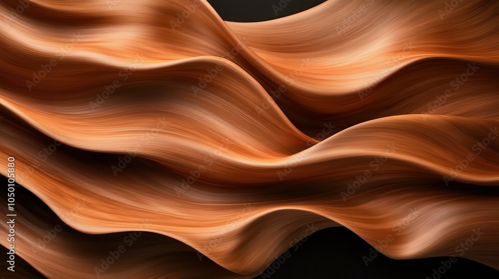 Poster a dynamic abstract landscape with flowing bronze tones, depicting the smooth blend of colors and tex