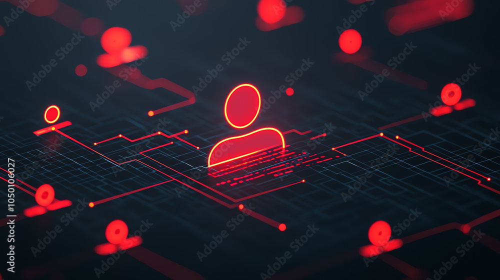 Poster holographic hr network with employee avatars linked by glowing lines, advanced management system