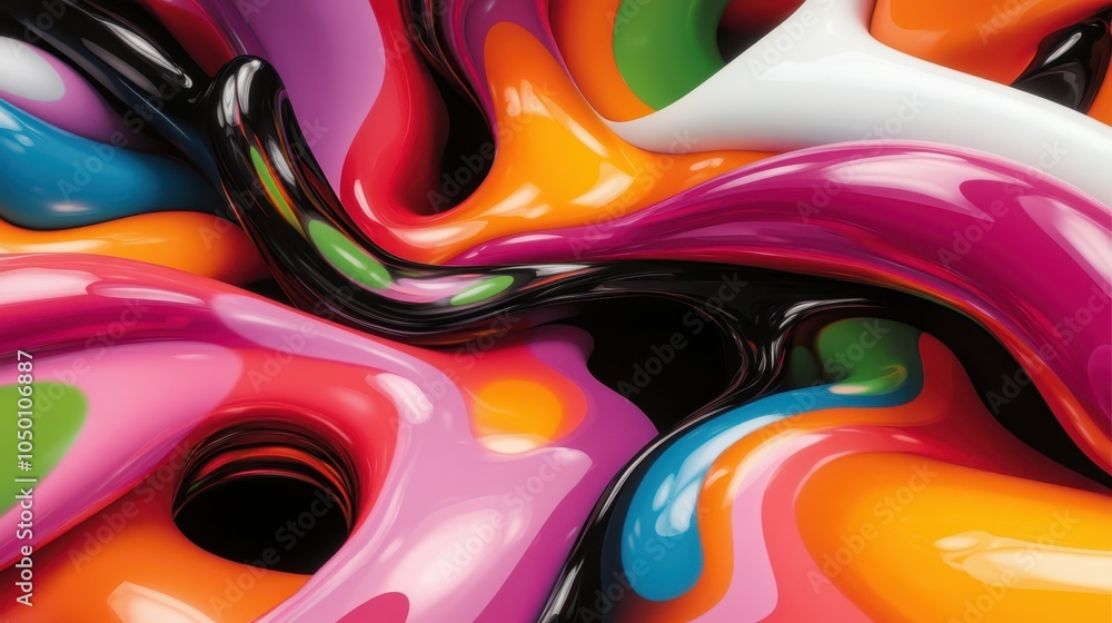 Aufkleber a striking abstract design featuring vivid multicolored glossy swirls intermingling with bold dark c