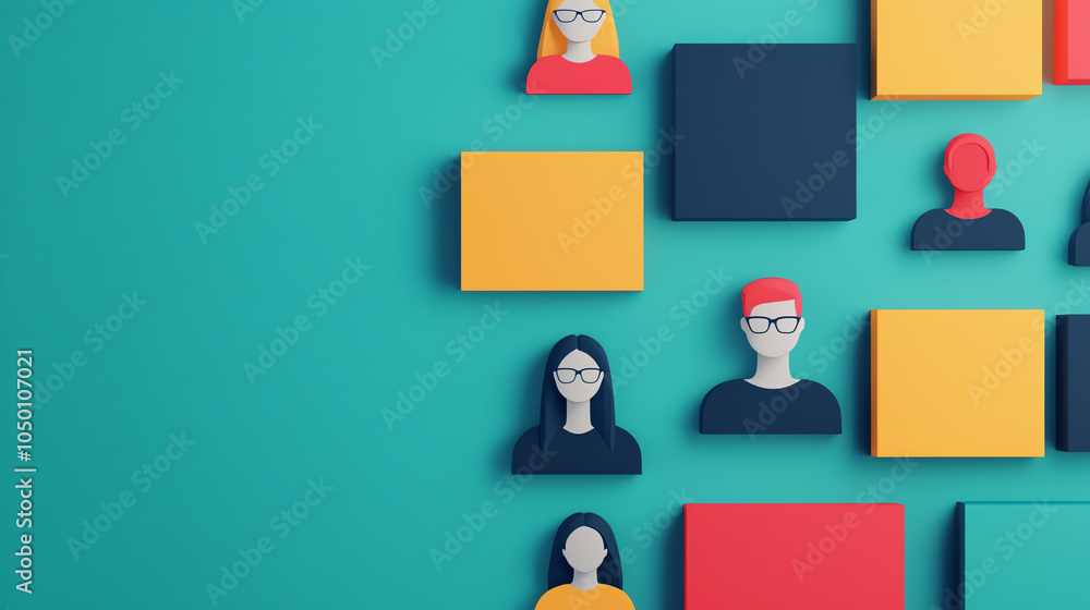 Poster digital display of hr team structure with connected employee nodes, organized management