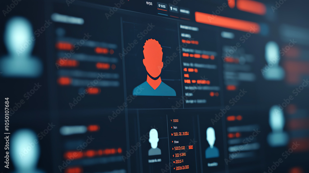 Poster interactive dashboard showing a network of employee profiles, modern hr analytics